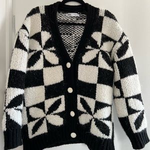 Checkered knit jacquard cardigan